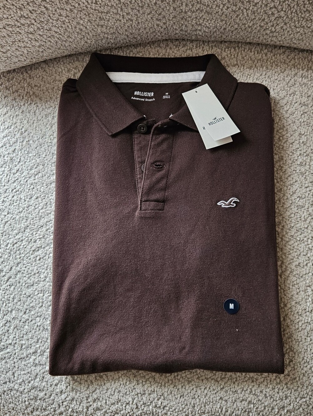 Hollister Icon Advanced Stretch Polo Shirt – Brown, Size Medium, NWT